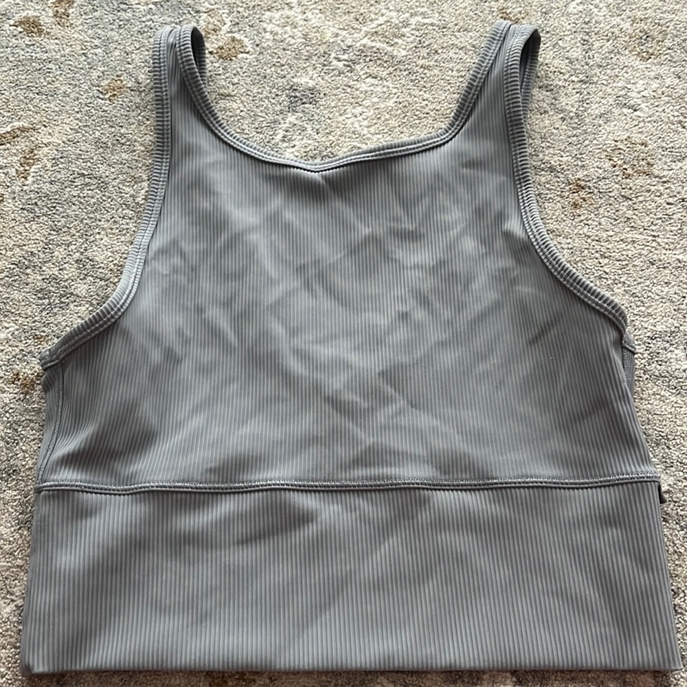Grey lululemon power pivot ribbed tank top. Size 8.